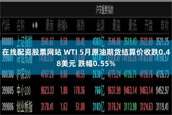 在线配资股票网站 WTI 5月原油期货结算价收跌0.48美元 跌幅0.55%