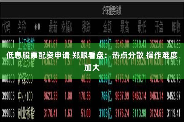 低息股票配资申请 郑眼看盘：热点分散 操作难度加大