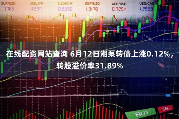 在线配资网站查询 6月12日湘泵转债上涨0.12%，转股溢价率31.89%