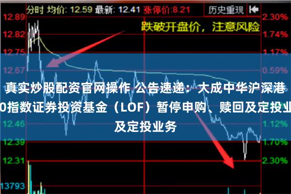 真实炒股配资官网操作 公告速递：大成中华沪深港300指数证券投资基金（LOF）暂停申购、赎回及定投业务