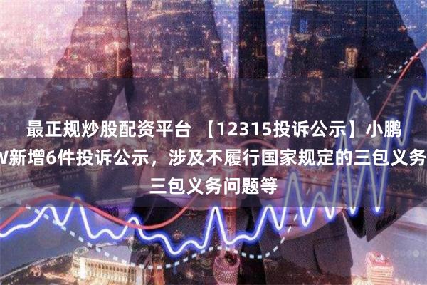 最正规炒股配资平台 【12315投诉公示】小鹏汽车-W新增6件投诉公示，涉及不履行国家规定的三包义务问题等