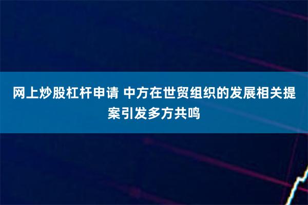 网上炒股杠杆申请 中方在世贸组织的发展相关提案引发多方共鸣