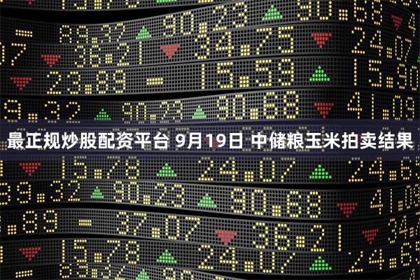 最正规炒股配资平台 9月19日 中储粮玉米拍卖结果