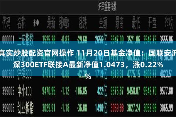 真实炒股配资官网操作 11月20日基金净值：国联安沪深300ETF联接A最新净值1.0473，涨0.22%