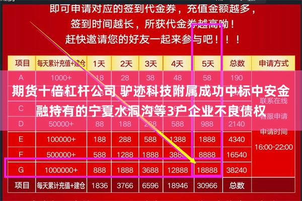 期货十倍杠杆公司 驴迹科技附属成功中标中安金融持有的宁夏水洞沟等3户企业不良债权